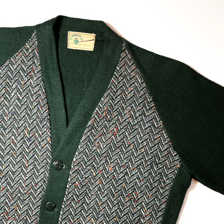 1940's STAUNTON Cotton&herringbone Tweed Cardigan