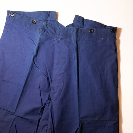 1930's French Unknown Indigo Cotton&Linen Trousers Deadstock