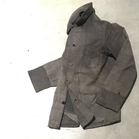 1930〜40's Le fnoletaine Black Chambray Fade&Patchwork Jacket