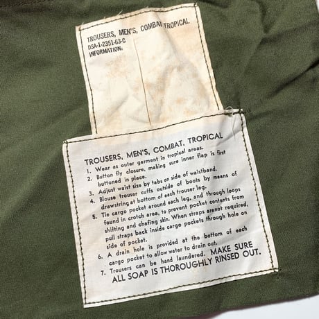 1960's US.ARMY Jungle Fatigue 1st Trousers Deadstock