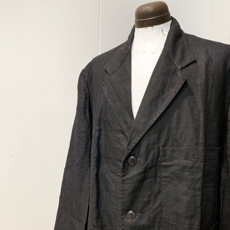 1940's A.BOHUON Black Linen Coat Deadstock