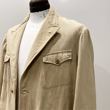 1930〜40's French Unknown Brown Covert Work Jacket