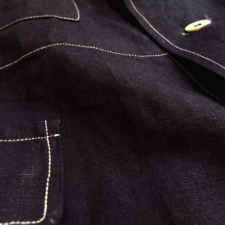 1940's French Indigo Linen Work Jacket Deadstock