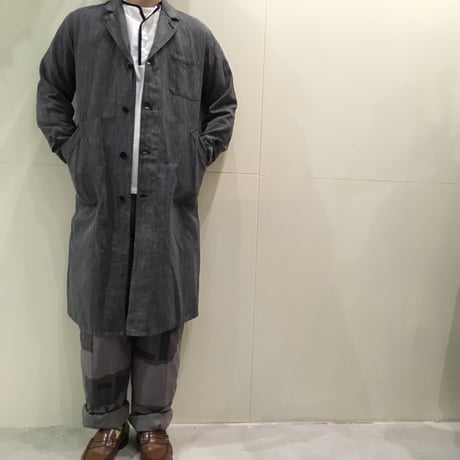 1950's French Unknown Black Chambray Atelier Coat