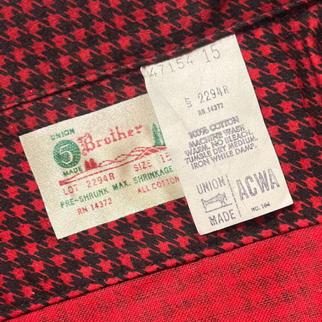 1970's 5 Brother Flannel L/S Shirt Deadstock