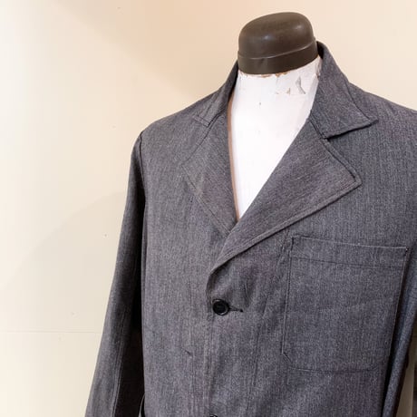 1950's French Unknown Black Chambray Atelier Coat Deadstock