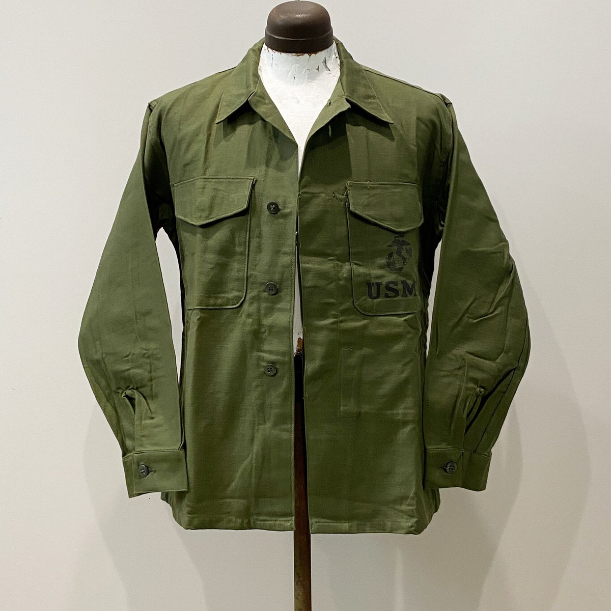 60s vintage USMC ミリタリージャケット p58 Vintage 1950s USMC P-58 Field Shirt ~ Size 38 ~ Stencil