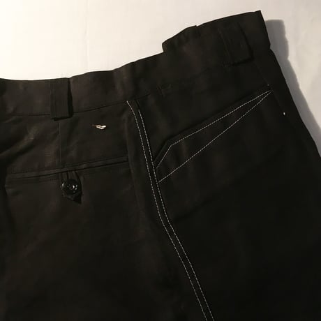 1950's French Unknown Black Linen Trousers Deadstock