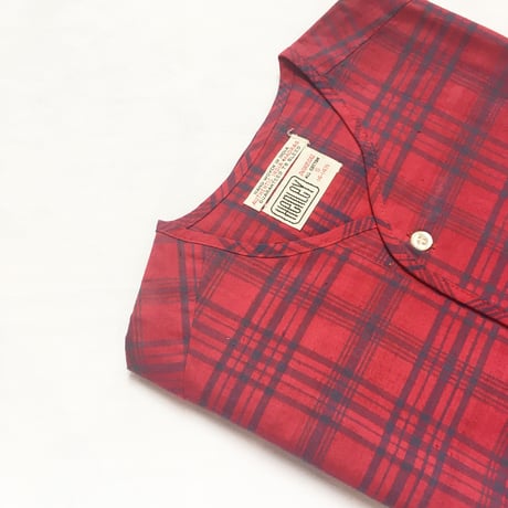 1960's DONEGAL Indian Madras Henleyneck S/S Shirt Deadstock