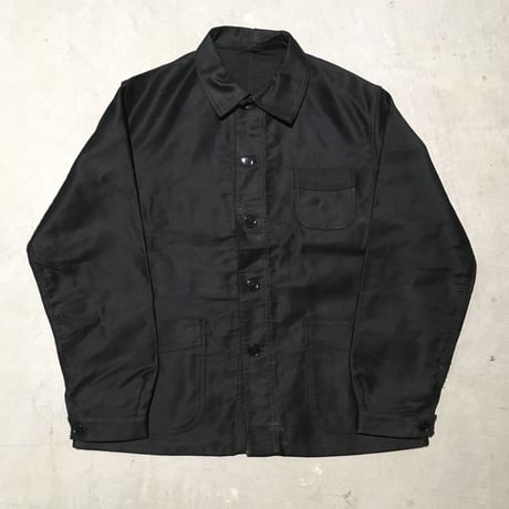 1950's LE MONT ST MICHEL Black Moleskin Jacket Deadstock