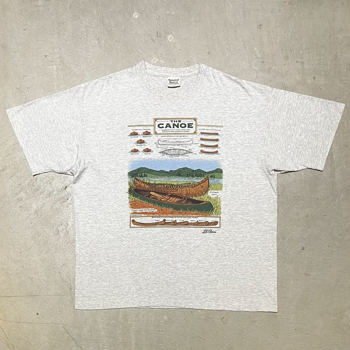 ★☆レア 90s USA製 VINTAGE LL.BEAN × HARBORSIDE GRAPHICS Wネーム カタディンロゴ プリントTシャツ オールドアウトドア ビンテージ☆★ fit=scale-down,w=1200