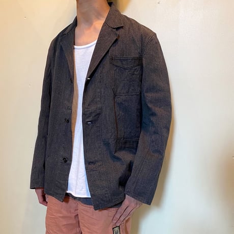 1950's French Unknown Black Chambray Work Jacket