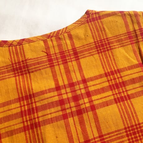 1960's DONEGAL Indian Madras Henleyneck S/S Shirt Deadstock