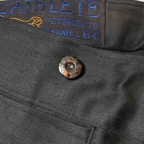 1930's〜 L'ATHLETE Black Moleskin Trousers Deadstock