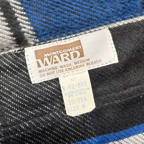 1960's MONTGOMERY WARD Heavy Flannel L/S Shirt Deadstock