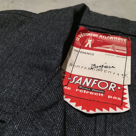 1950's LE VETEMENT ATLANTIQUE Black Chambray Atelier Coat Deadstock
