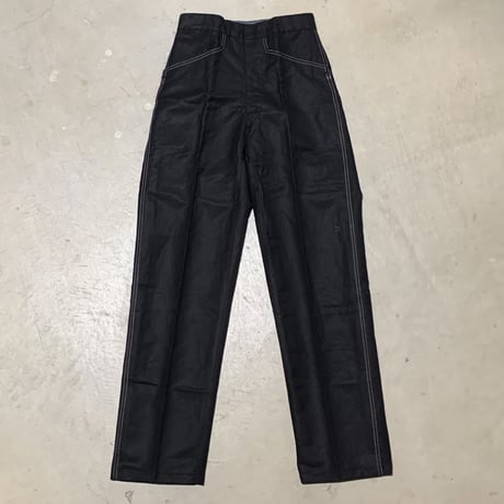 1950's French Unknown Black Linen Trousers Deadstock