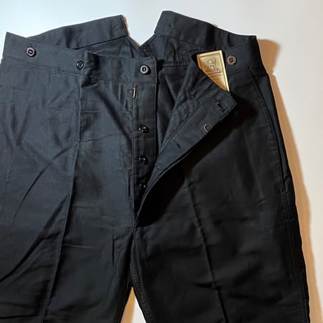 1920〜30's MARQUE DEPOSEE Black Cotton Trousers Deadstock