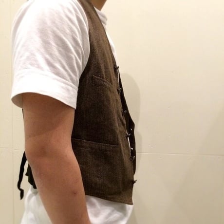 1930's French Unknown Brown Chambray Hunting Vest