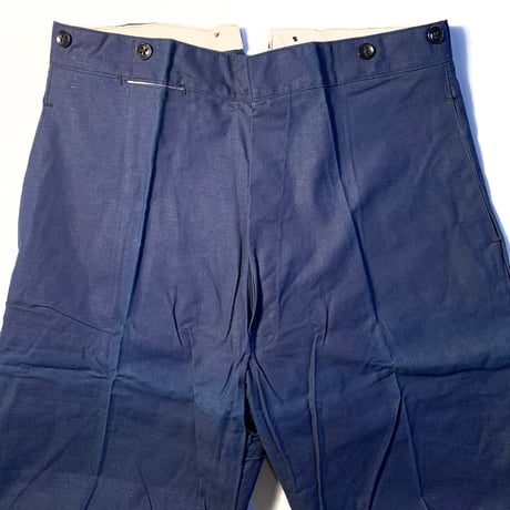 1930's French Unknown Indigo Cotton&Linen Trousers Deadstock