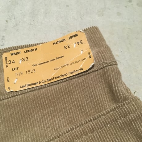 1980's Levi's 519 Corduroy Pants Deadstock