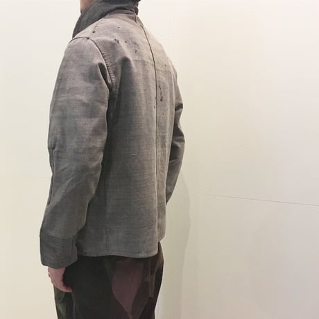 1930〜40's Le fnoletaine Black Chambray Fade&Patchwork Jacket