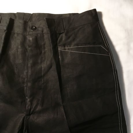 1950's French Unknown Black Linen Trousers Deadstock