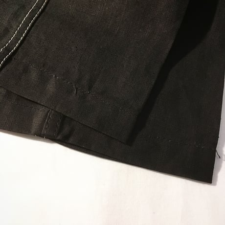 1950's French Unknown Black Linen Trousers Deadstock