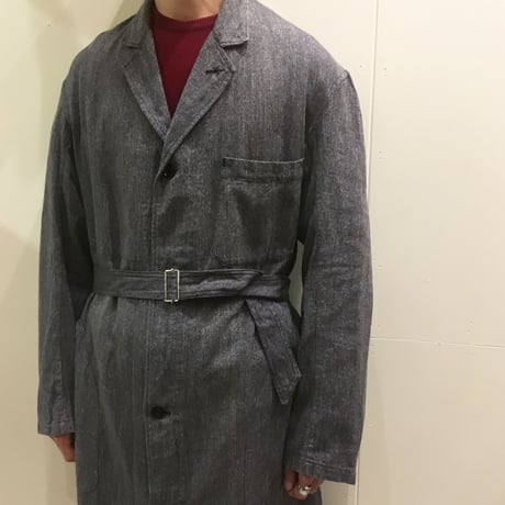 1950's French Unknown Black Chambray Atelier Coat