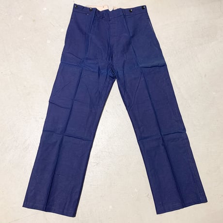 1930's French Unknown Indigo Cotton&Linen Trousers Deadstock