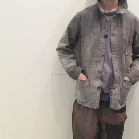 1930〜40's Le fnoletaine Black Chambray Fade&Patchwork Jacket