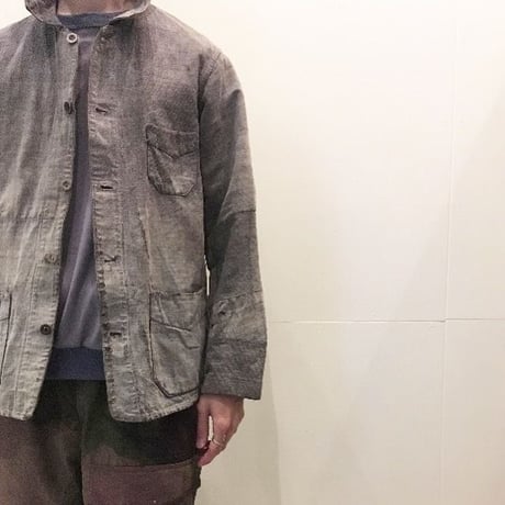 1930〜40's Le fnoletaine Black Chambray Fade&Patchwork Jacket