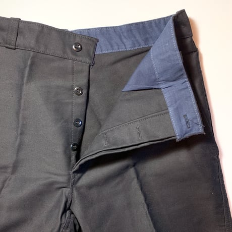 1950's〜 French Unknown Black Moleskin Trousers Deadstock