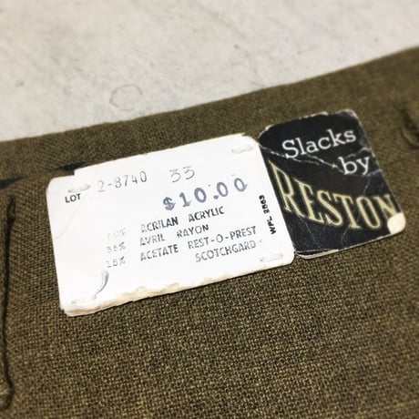 1960's RESTON Tapered Slacks Deadstock