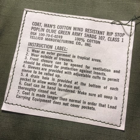 1970's US.ARMY Jungle Fatigue 4th Jacket Deadstock