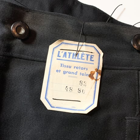 1930's〜 L'ATHLETE Black Moleskin Trousers Deadstock