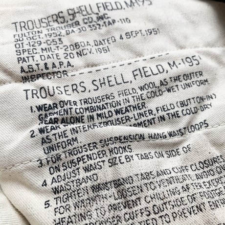 1950's US.ARMY M-51 Field Trousers Deadstock