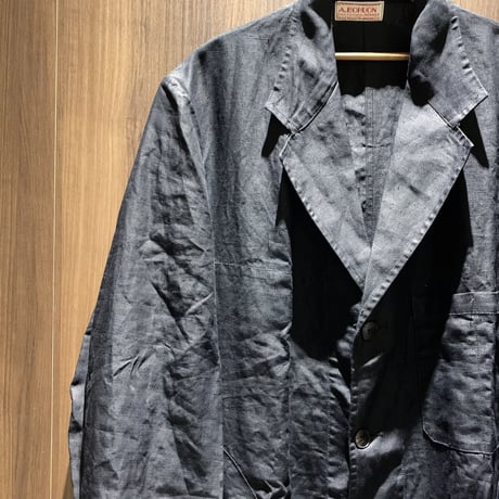 1940's A.BOHUON Black Linen Coat Deadstock