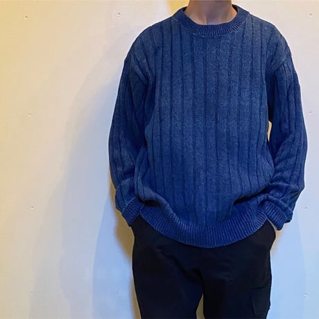 1990's LANDS' END Indigo Cotton Sweater