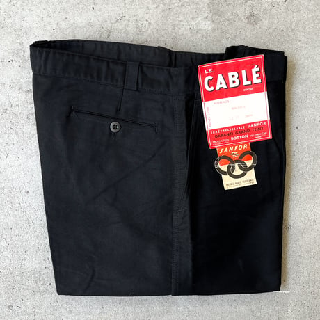 1950's LE CABLE Black Moleskin Trousers Deadstock