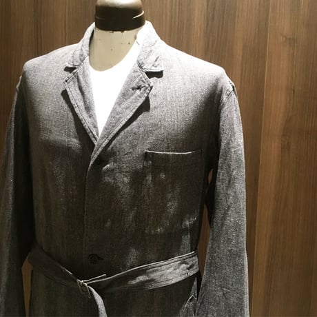 1950's French Unknown Black Chambray Atelier Coat