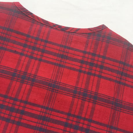 1960's DONEGAL Indian Madras Henleyneck S/S Shirt Deadstock