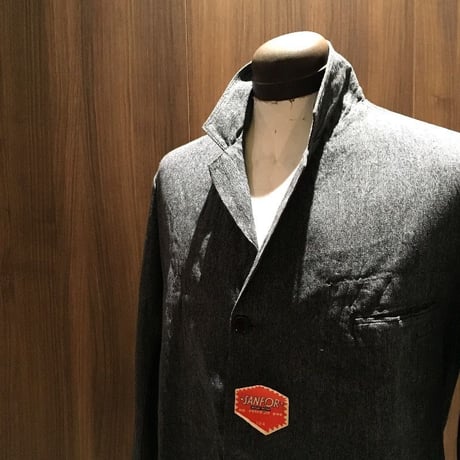 1950's French Unknown Black Chambray Atelier Coat