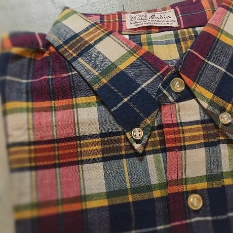 1960's Unknown Indian Madras L/S Shirt Deadstock
