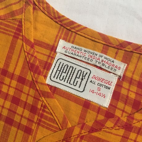 1960's DONEGAL Indian Madras Henleyneck S/S Shirt Deadstock