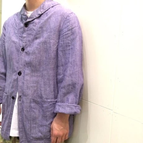 1960's French Navy Linen Shawl Collar Coverall