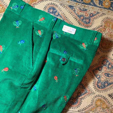 1960's〜 JOHN HORAN Corduroy Embroidery Trousers Deadstock