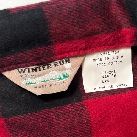 1980's WINTER RUN Heavy Flannel L/S Shirt Deadstock