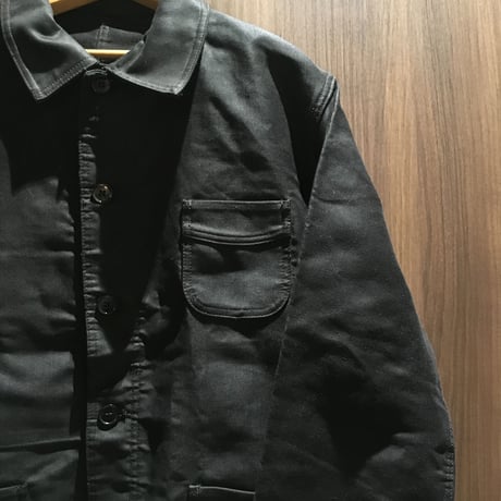 1950's LE MONT ST MICHEL Black Moleskin Jacket Deadstock