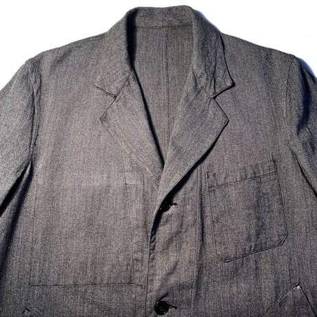 1950's FOR TISS GARANTI BOUSSAC Black Chambray Atelier Coat